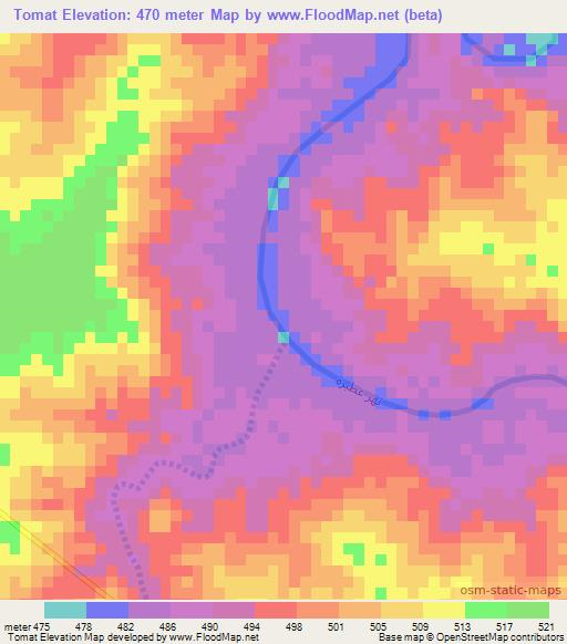 Tomat,Sudan Elevation Map