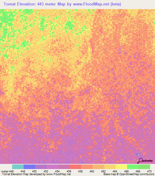 Tomat,Sudan Elevation Map