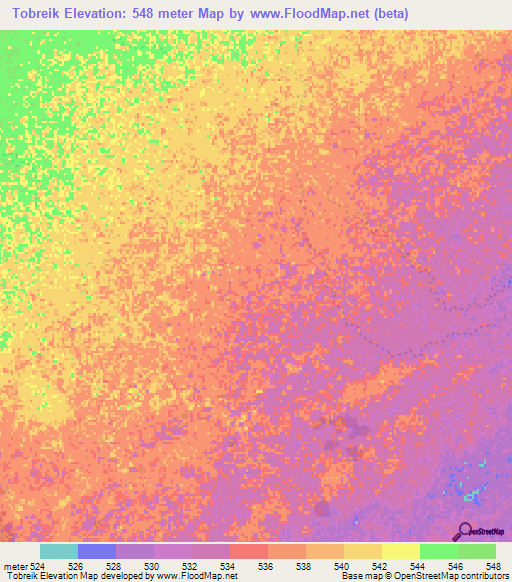 Tobreik,Sudan Elevation Map