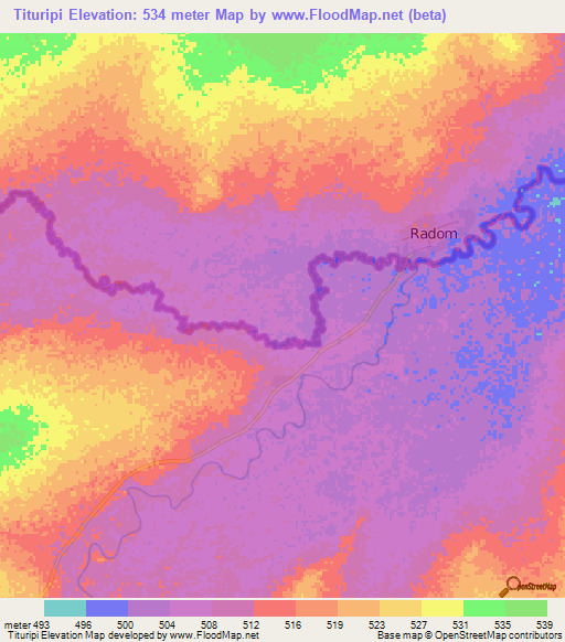 Tituripi,Sudan Elevation Map
