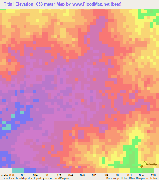 Titini,Sudan Elevation Map