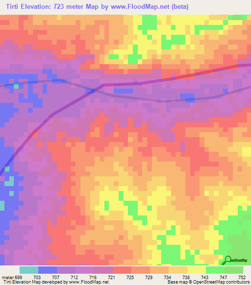 Tirti,Sudan Elevation Map