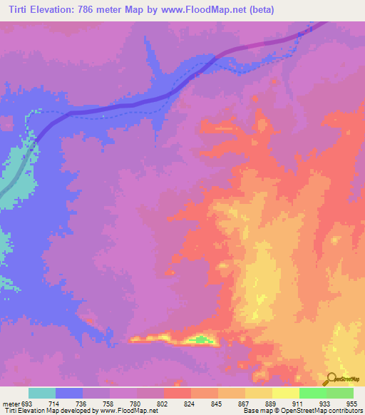 Tirti,Sudan Elevation Map