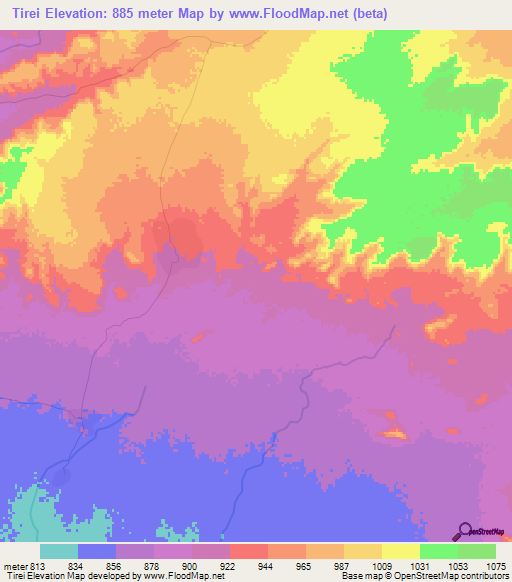 Tirei,Sudan Elevation Map