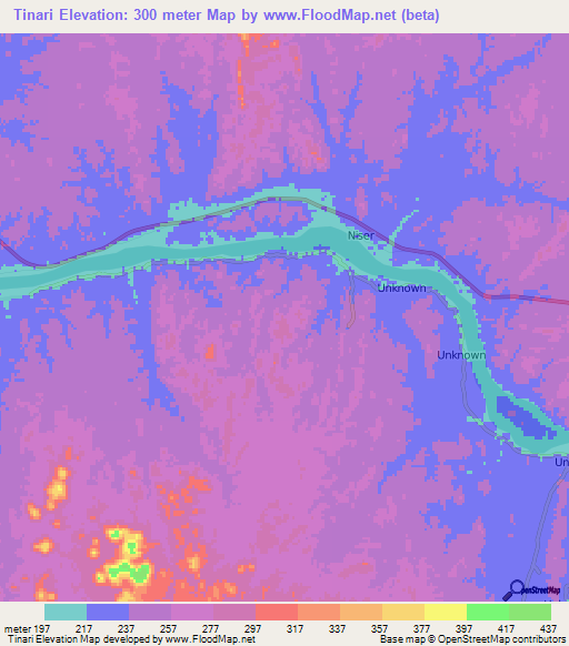 Tinari,Sudan Elevation Map