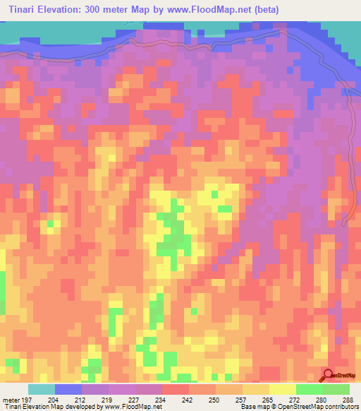 Tinari,Sudan Elevation Map