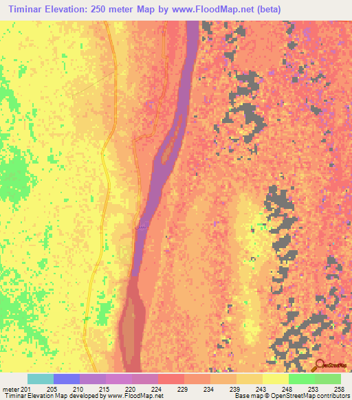 Timinar,Sudan Elevation Map