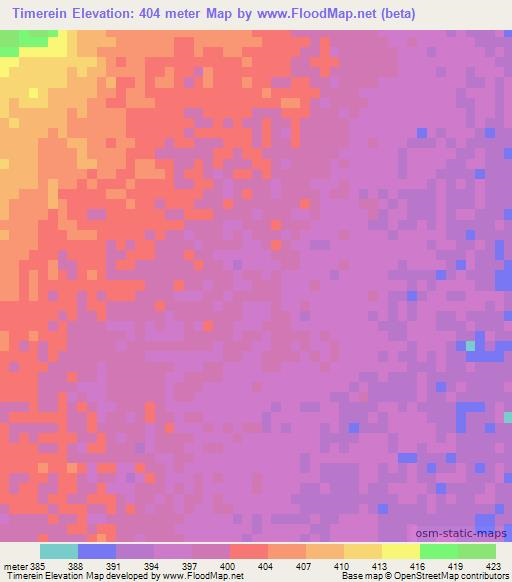 Timerein,Sudan Elevation Map