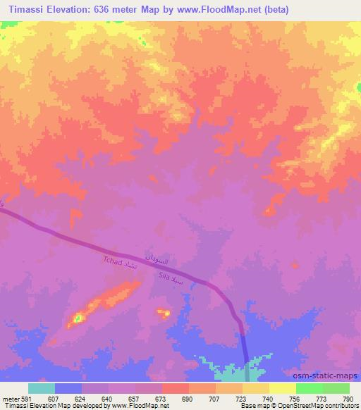 Timassi,Sudan Elevation Map