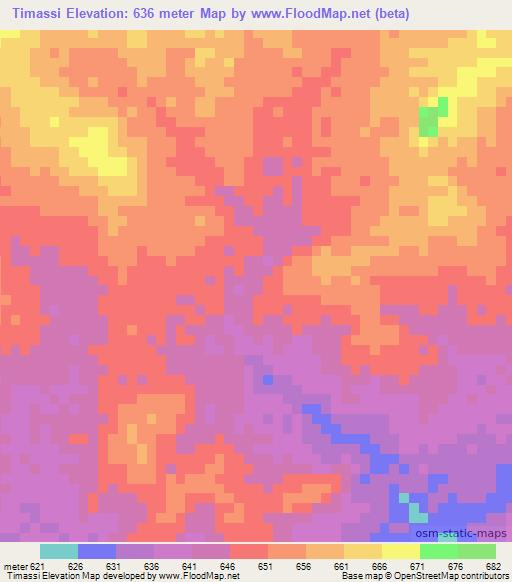 Timassi,Sudan Elevation Map