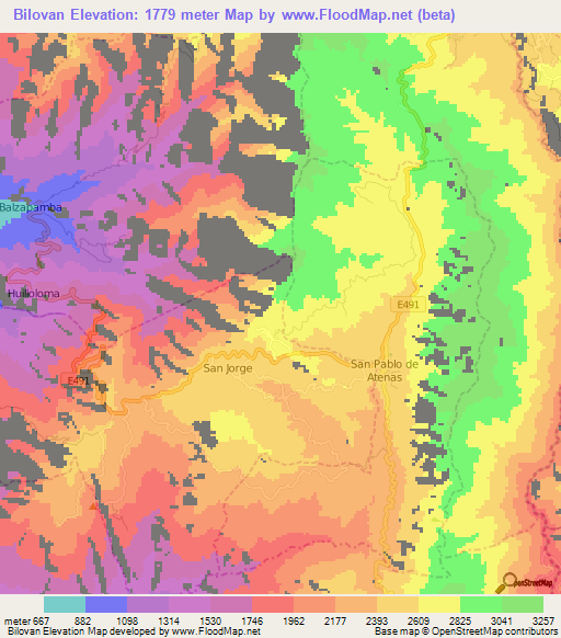 Bilovan,Ecuador Elevation Map