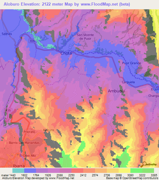 Aloburo,Ecuador Elevation Map