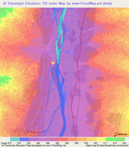 Al Tamaniyet,Sudan Elevation Map