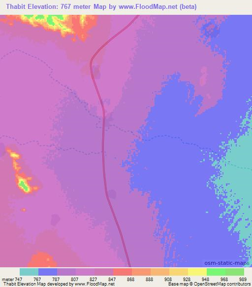 Thabit,Sudan Elevation Map