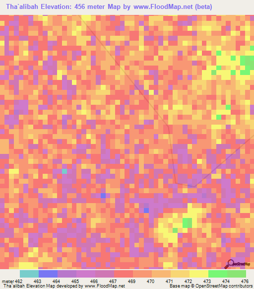 Tha`alibah,Sudan Elevation Map