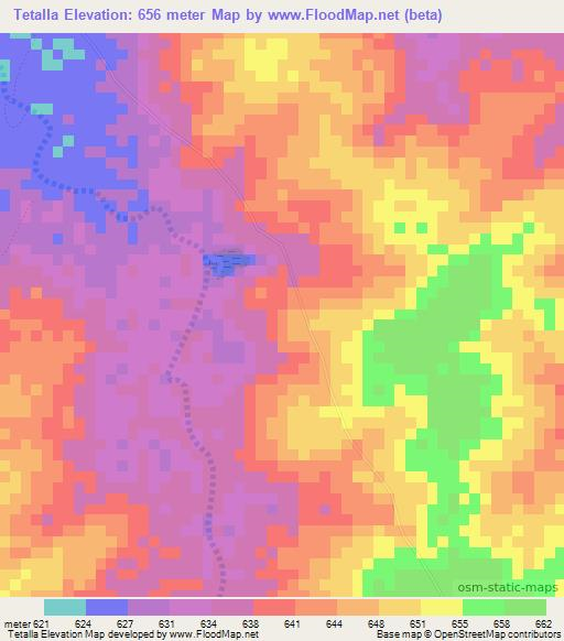 Tetalla,Sudan Elevation Map