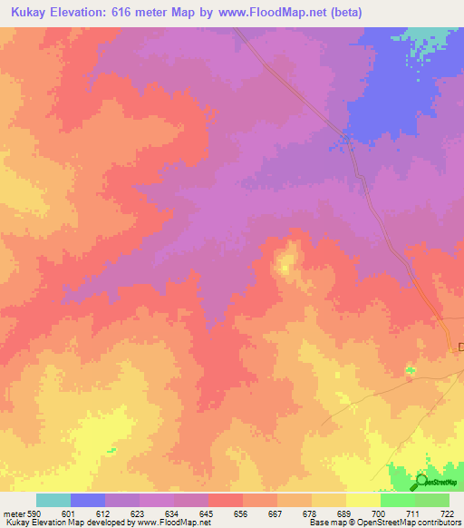 Kukay,Sudan Elevation Map