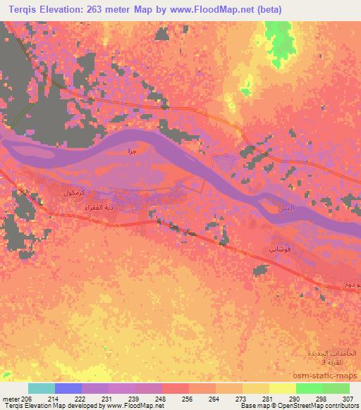 Terqis,Sudan Elevation Map