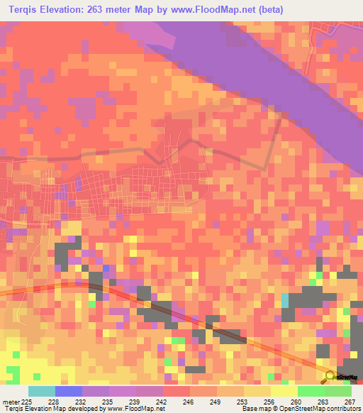 Terqis,Sudan Elevation Map
