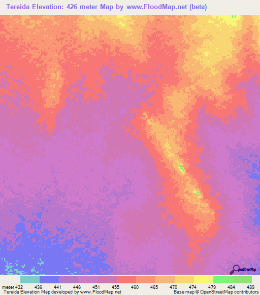 Tereida,Sudan Elevation Map