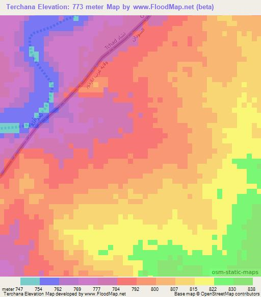 Terchana,Sudan Elevation Map