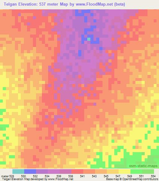 Telgan,Sudan Elevation Map