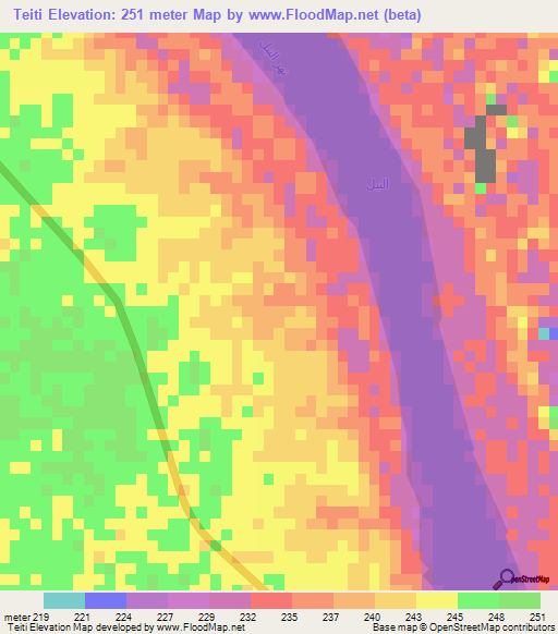 Teiti,Sudan Elevation Map