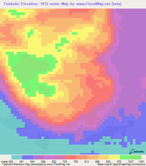 Teiskoko,Sudan Elevation Map
