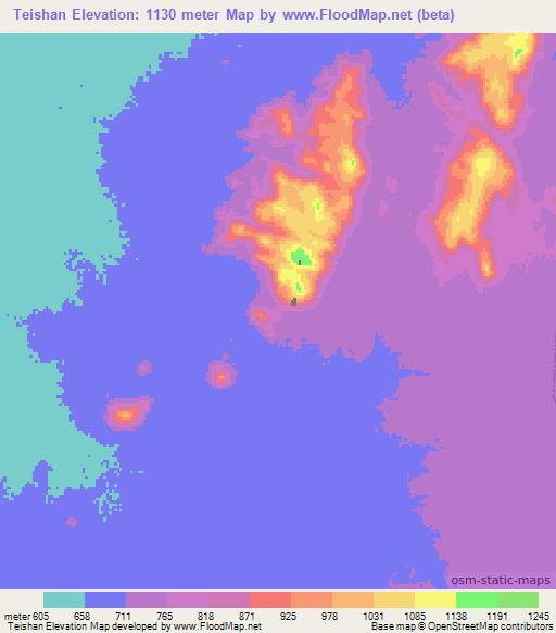 Teishan,Sudan Elevation Map
