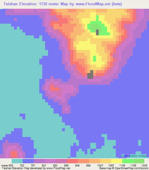 Teishan,Sudan Elevation Map