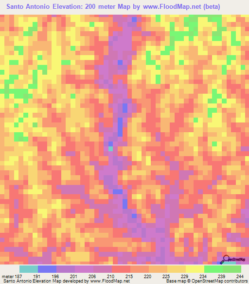Santo Antonio,Brazil Elevation Map