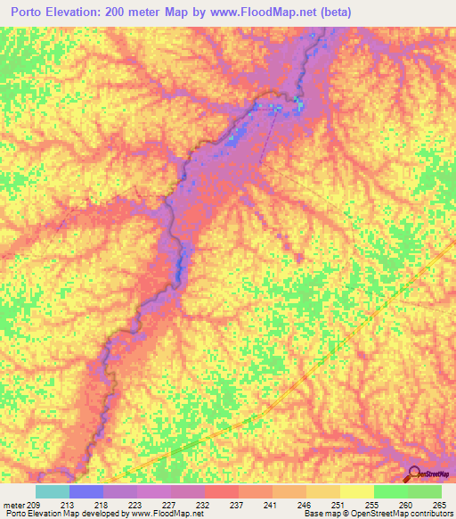 Porto,Brazil Elevation Map