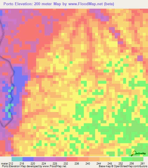 Porto,Brazil Elevation Map