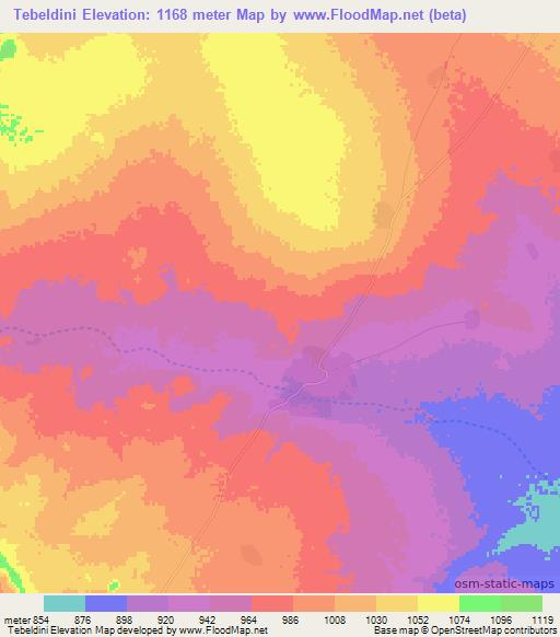 Tebeldini,Sudan Elevation Map