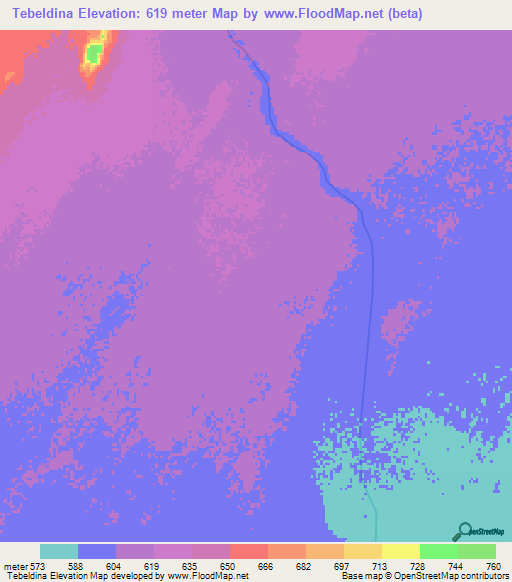 Tebeldina,Sudan Elevation Map