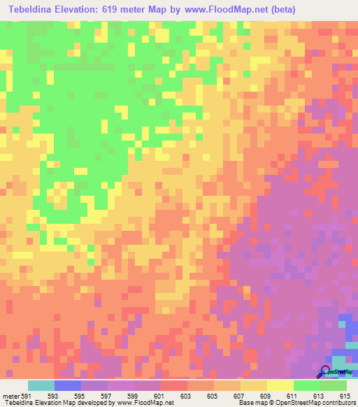 Tebeldina,Sudan Elevation Map