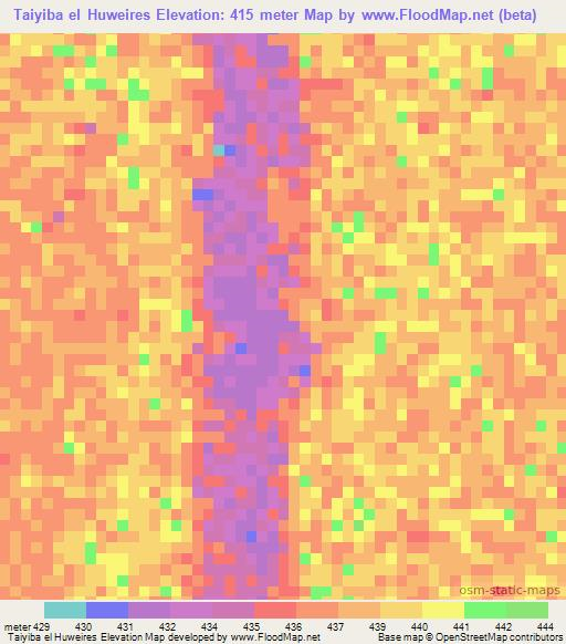 Taiyiba el Huweires,Sudan Elevation Map