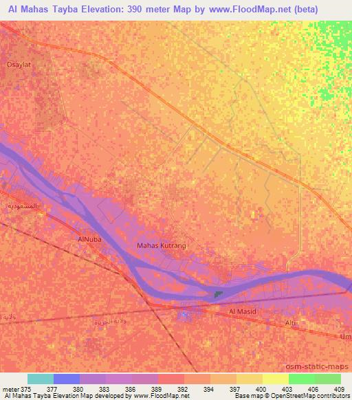Al Mahas Tayba,Sudan Elevation Map