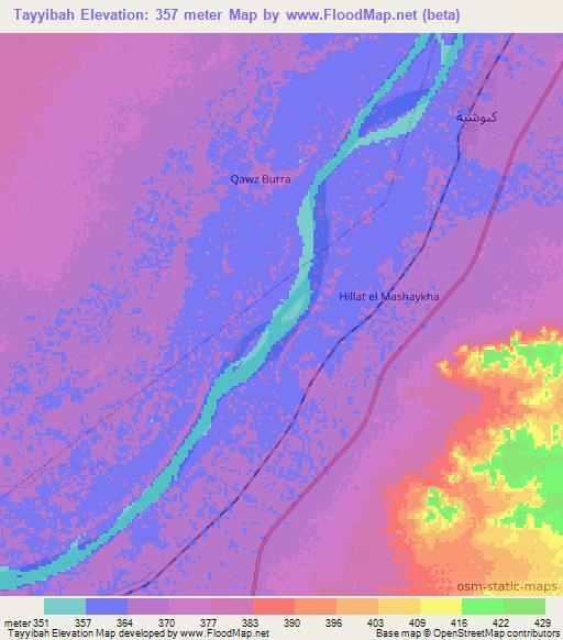 Tayyibah,Sudan Elevation Map