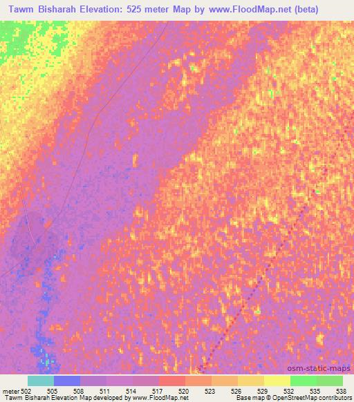 Tawm Bisharah,Sudan Elevation Map