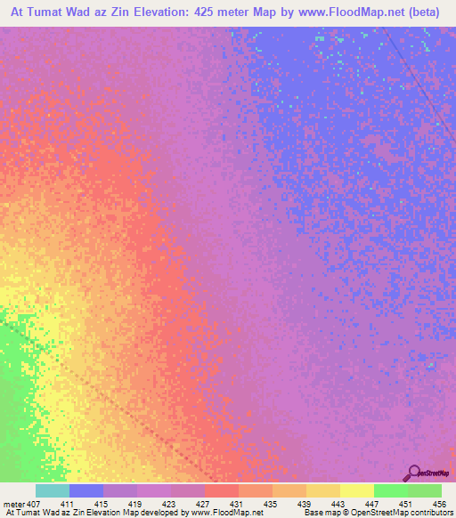 At Tumat Wad az Zin,Sudan Elevation Map