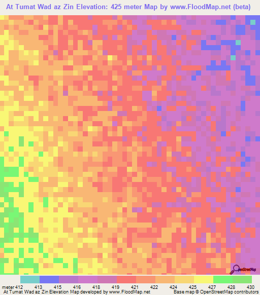 At Tumat Wad az Zin,Sudan Elevation Map
