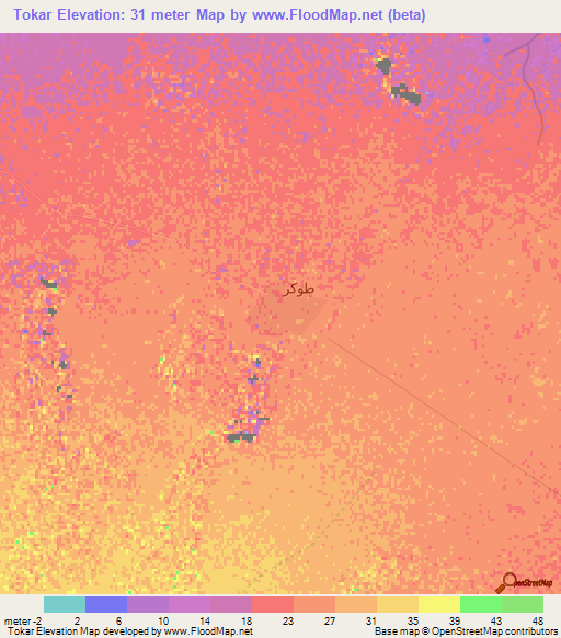 Tokar,Sudan Elevation Map