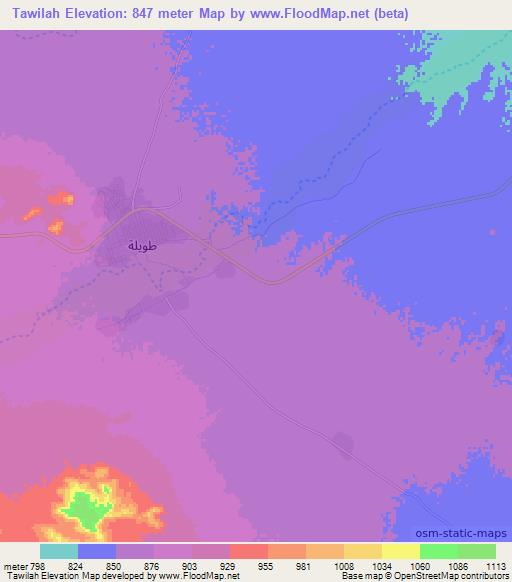 Tawilah,Sudan Elevation Map