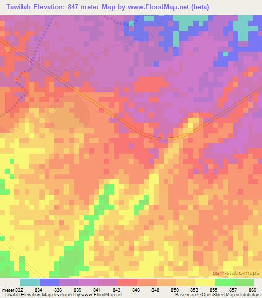 Tawilah,Sudan Elevation Map
