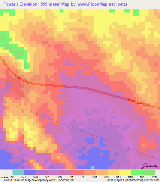 Tawarit,Sudan Elevation Map