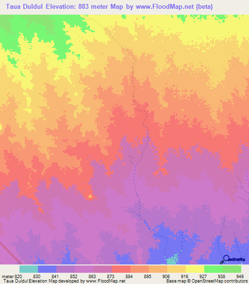 Taua Duldul,Sudan Elevation Map
