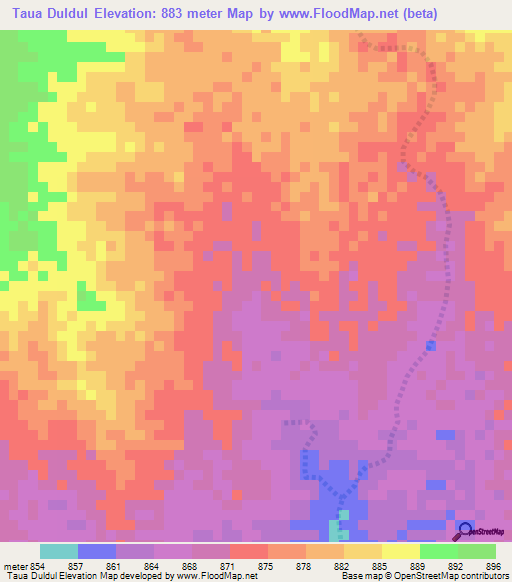 Taua Duldul,Sudan Elevation Map
