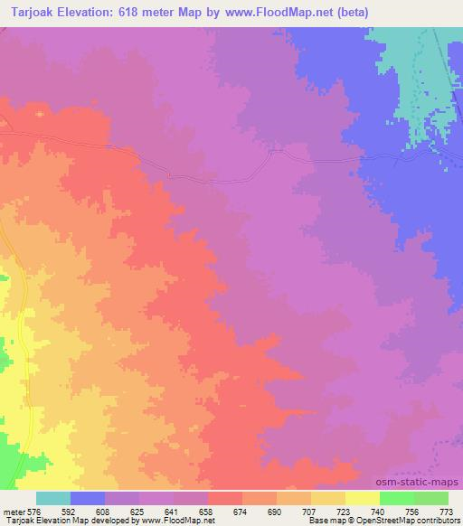 Tarjoak,Sudan Elevation Map