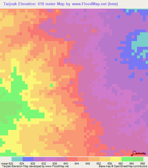Tarjoak,Sudan Elevation Map